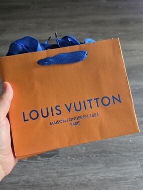 Bundle of 10 Louis Vuitton Orange Gift Bag with Blue Logo and Ribbon